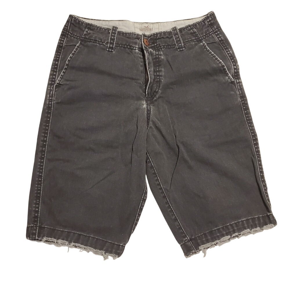 Hollister Womens Faded Black Raw Hem Chino‎ Shorts Size 29 Distressed Sun Faded